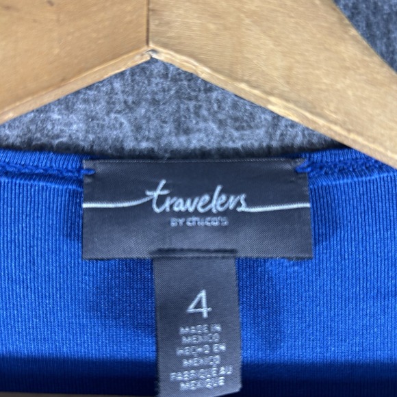 Chicos Travelers Blue Cardigan Size 4 or 20 22 2X Open Front Slinky Vacation - Picture 3 of 7